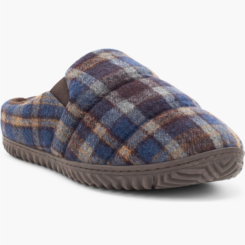 Staheekum Mens Plaid Fleece Lined Slippers Size 10 Blue Brown Moccasin Cozy